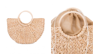 Bolsos rafia de mano con asa de bambú
